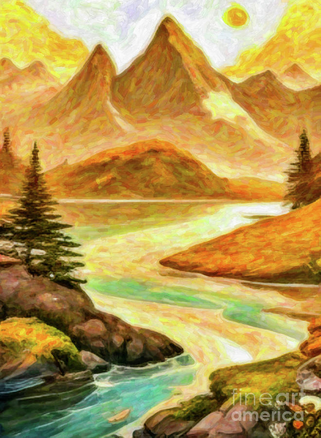 Wonderland Fantasy landscape 7 Painting by Digitly