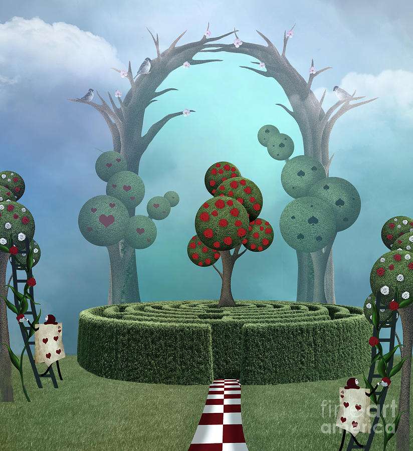 Wonderland surreal garden with a maze Digital Art by EllerslieArt Pixels