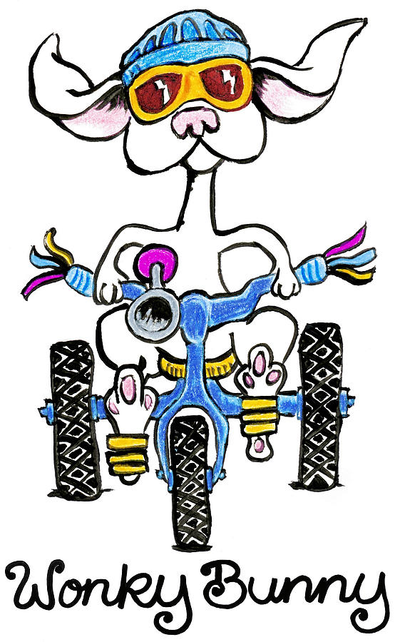 Wonky Bunny Biker Drawing