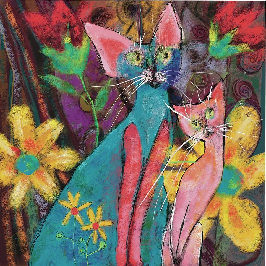 Wonky Cats Digital Art by Suki Michelle