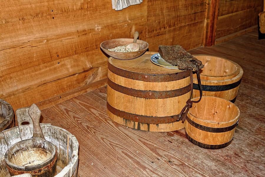 Wood Buckets Still Life Photograph by Sally Weigand