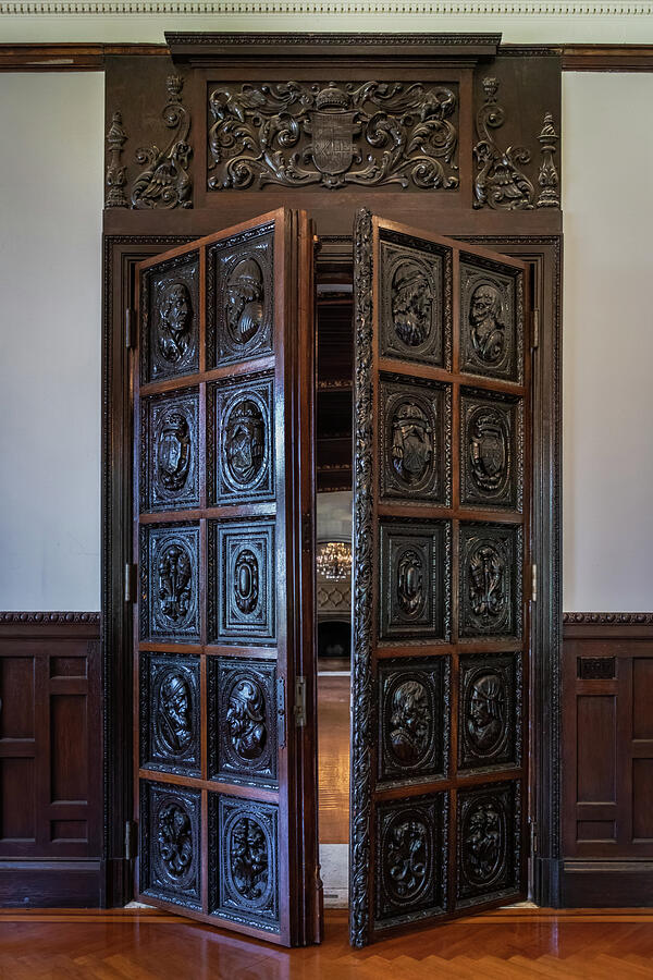 Wood Carved Door In Hempstead House Photograph