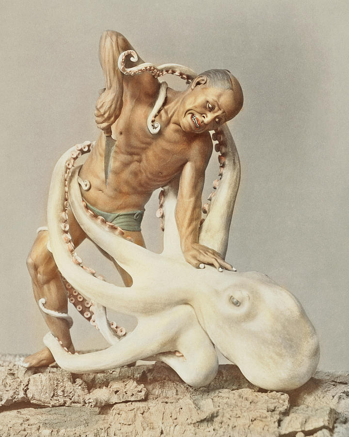 Wood Carving Man and Octopus Photograph by Ogawa Kazumasa Wood Carving Man and Octopus Photograph by Ogawa Kazumasa