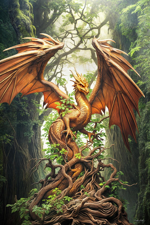 Wood Dragon 2 Digital Art by Frances Miller