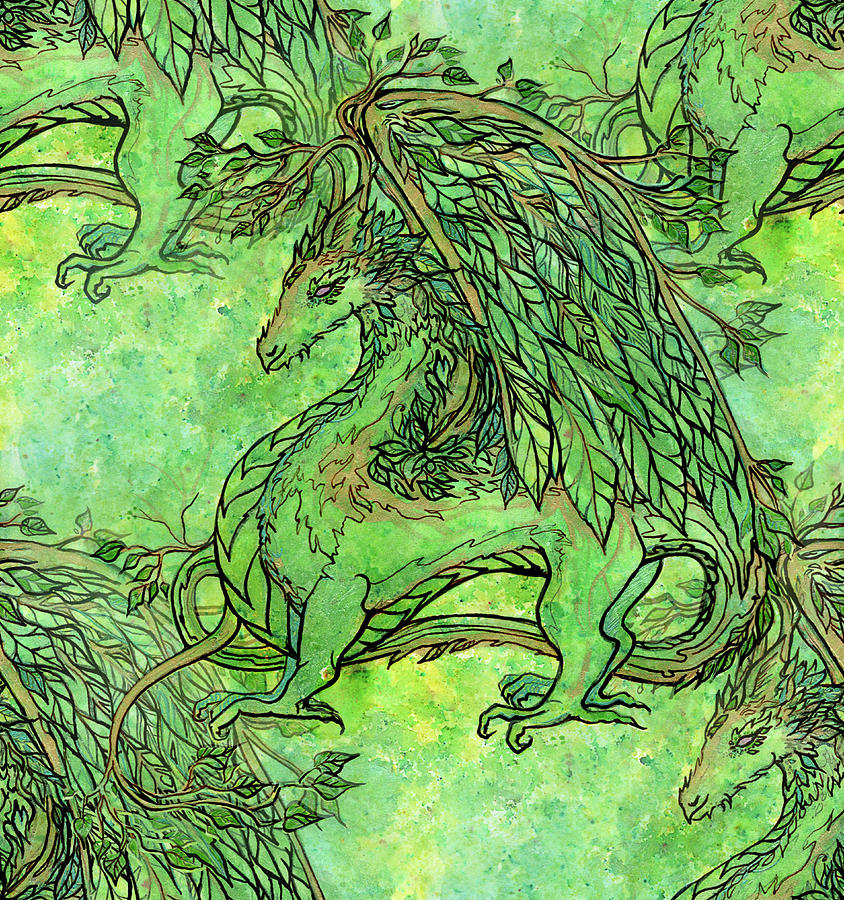 Wood Dragon 2024 Digital Tile Digital Art By Katherine Nutt Fine   Wood Dragon 2024 Digital Tile Katherine Nutt 