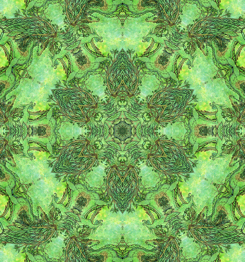 Wood Dragon 2024 - Kaleidoscope variation II Digital Art by Katherine Nutt