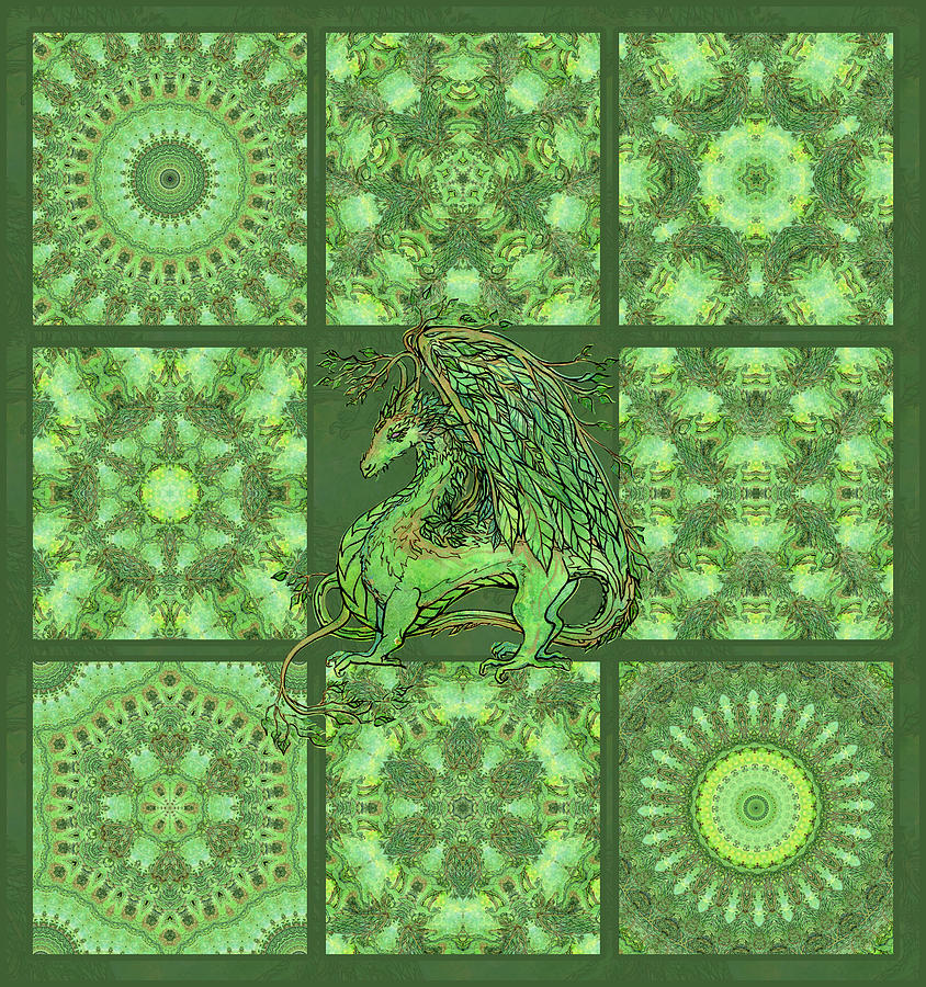 Wood Dragon Kaleidoscope Collage Digital Art by Katherine Nutt