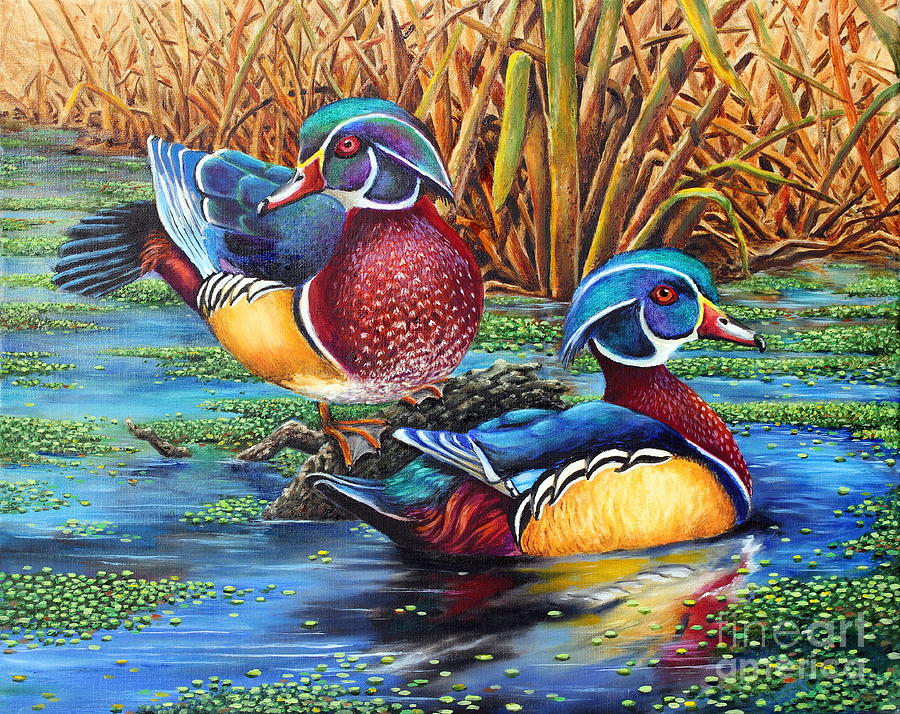 Wood Ducks Painting by Pechez Sepehri