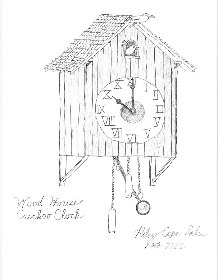 Wood House Cuckoo Clock Drawing by Riley Emlen - Pixels