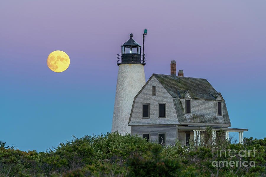 Wood Island Lighthouse - Full Hunter Moon Photograph by Craig Shaknis