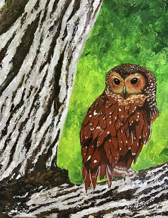 Owl Painting - Wood owl by Tami Booher