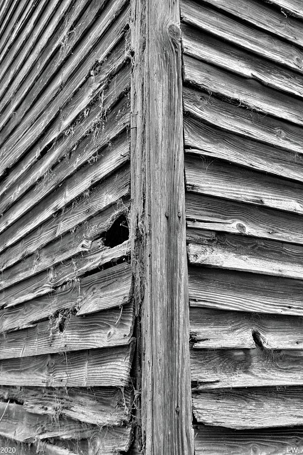 Wood Planks Abstract Vertical Black And White 2 Photograph by Lisa Wooten