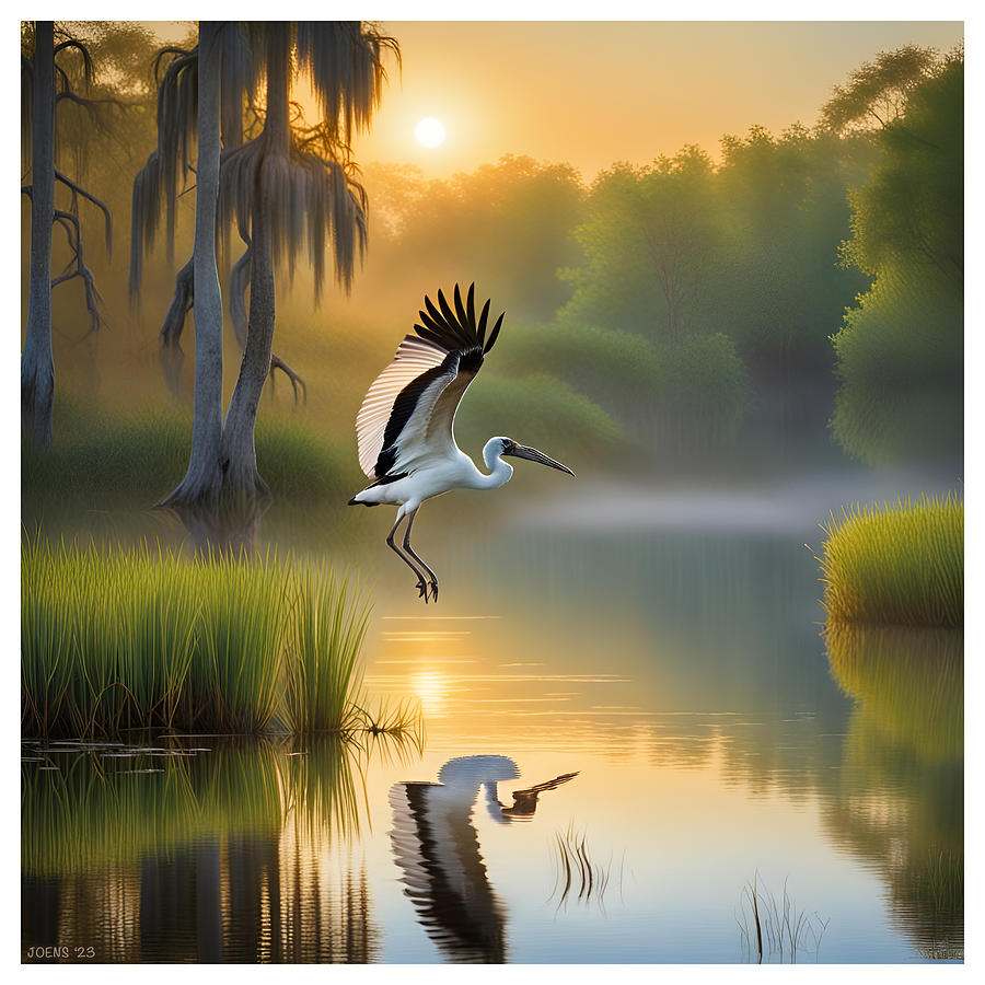 Wood Stork Digital Art