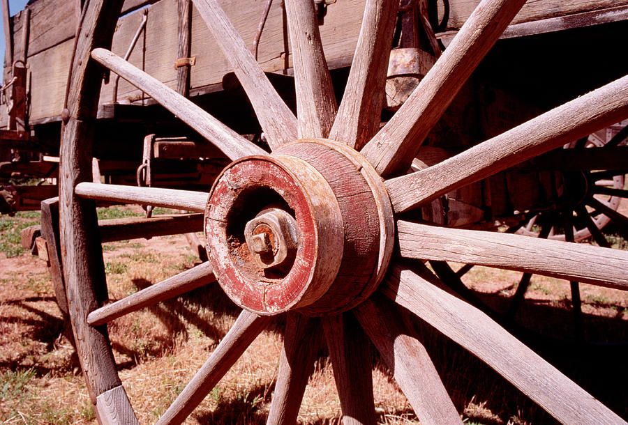 Wood Wagon Wheel In Arizona Photograph by Harald Sund