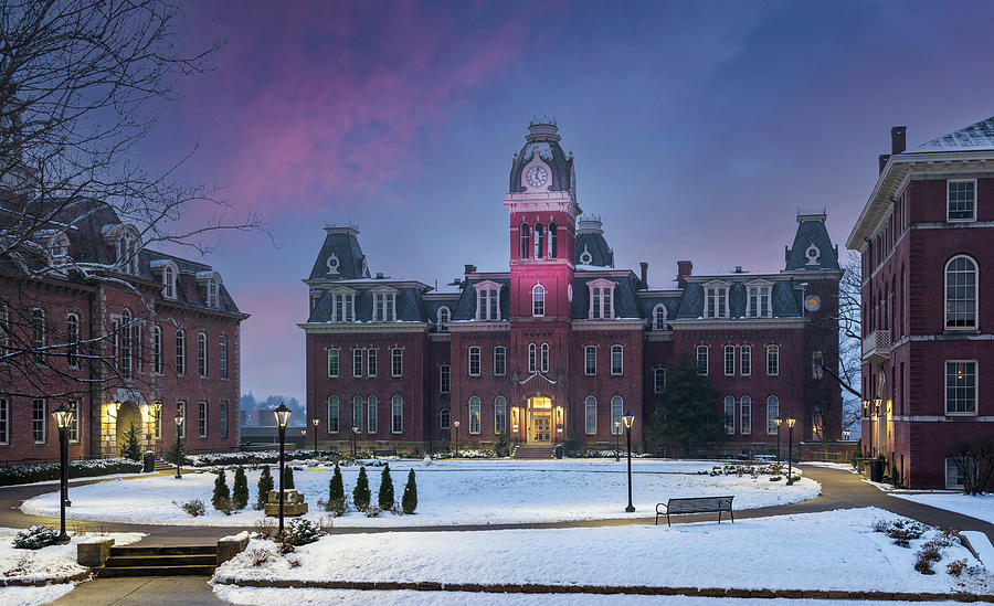 Woodburn Hall at West Virginia University in the snow Photograph by Steven Heap
