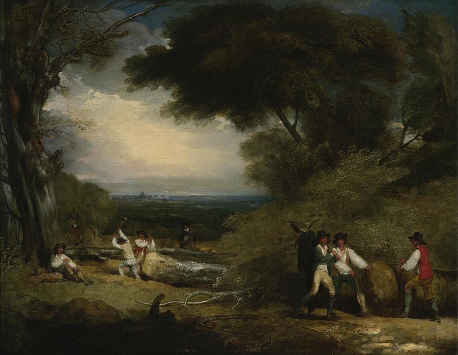 Woodcutters in Windsor Park  #1 Painting by Benjamin West