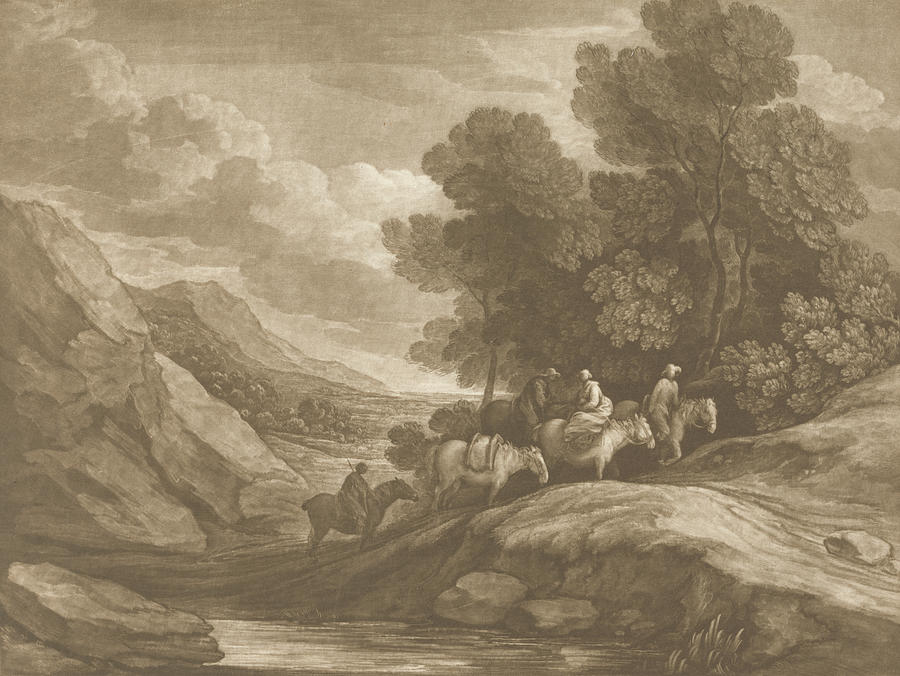 Wooded Upland Landscape with Riders and Packhorse Relief by Thomas Gainsborough