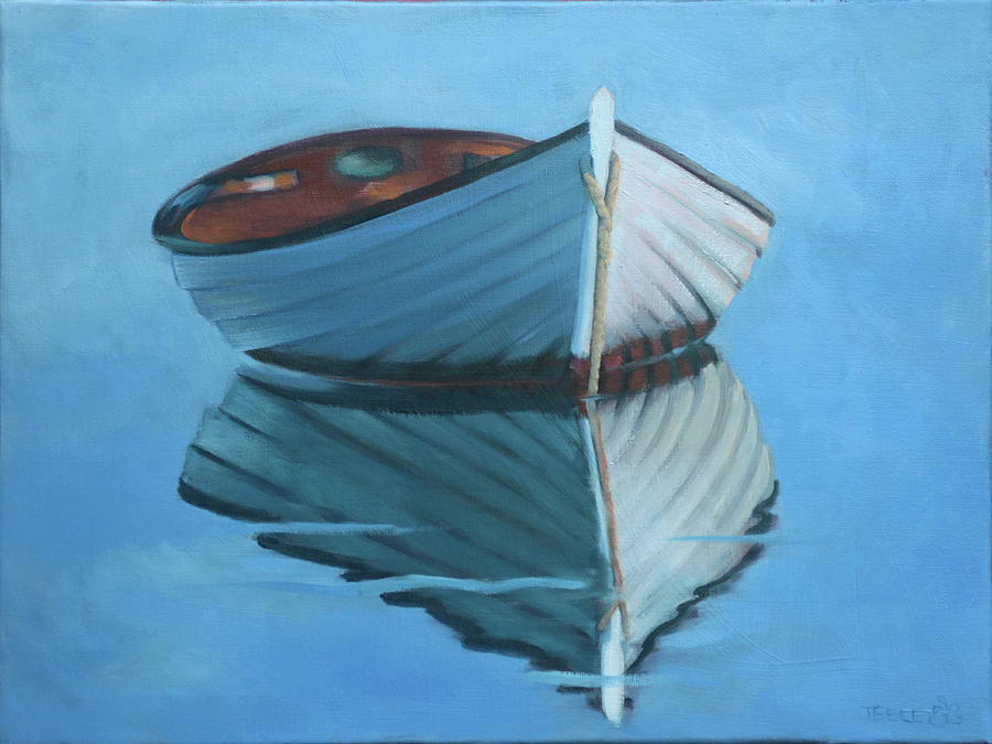 Wooden Boat Painting by Trina Teele