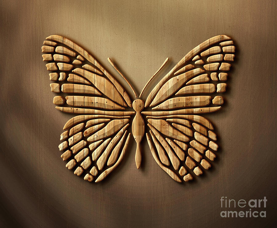 Wooden Butterfly Digital Art by Mary Machare