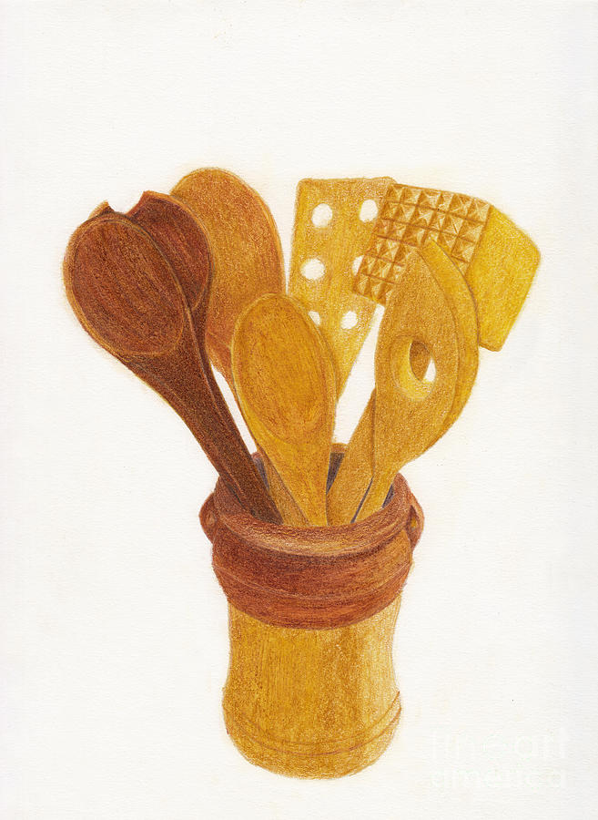 Wooden Cooking Utensils Drawing