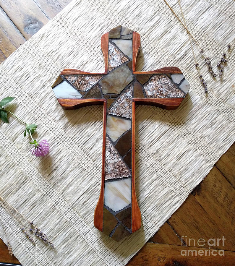 Wooden Cross Glass Art by Irma K - Pixels