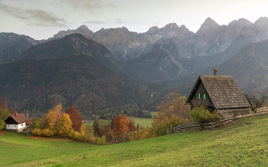 Wooden mountain log cabin  on landscape Photograph by Michalakis Ppalis