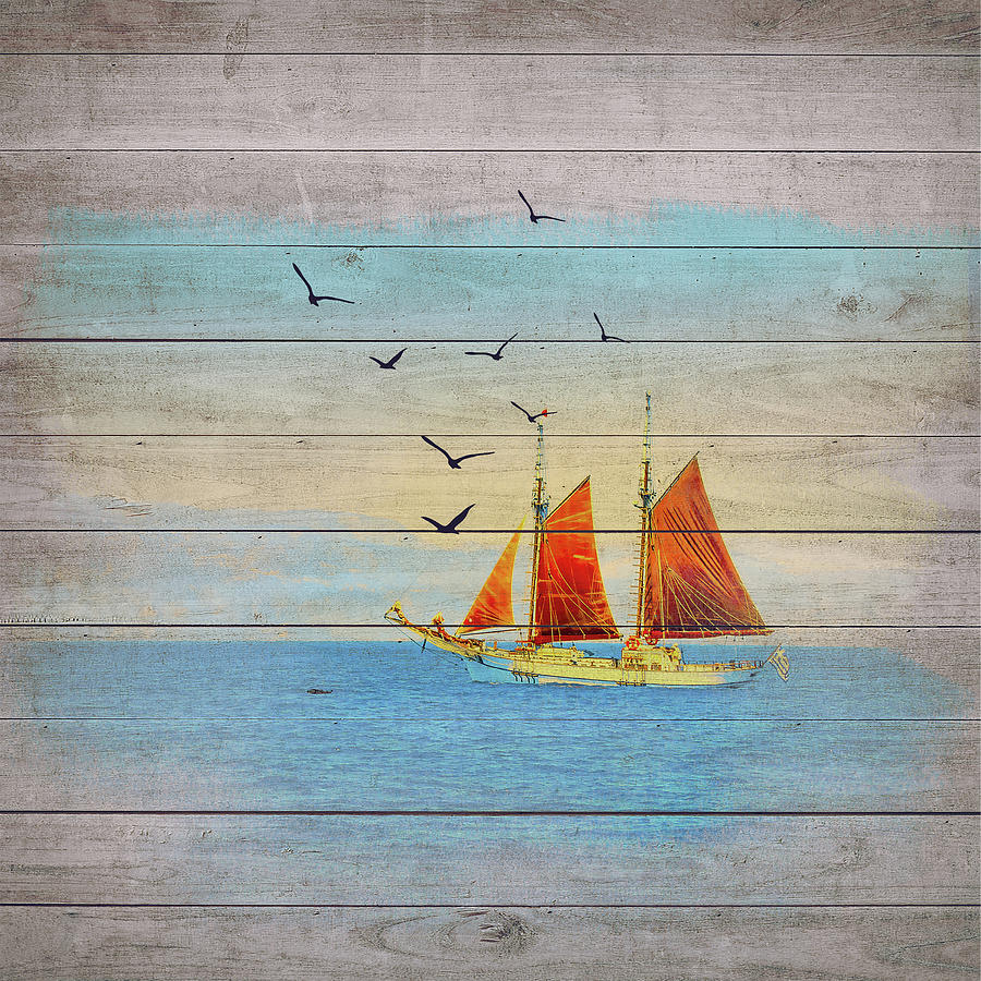 red sailboat canvas art