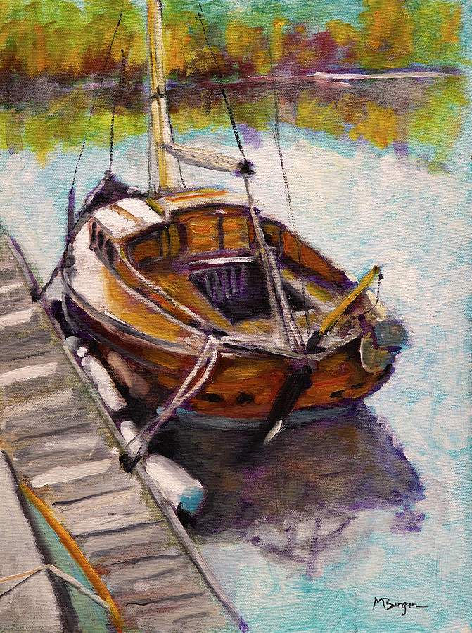 Wooden Sailboat at Toledo Painting by Mike Bergen