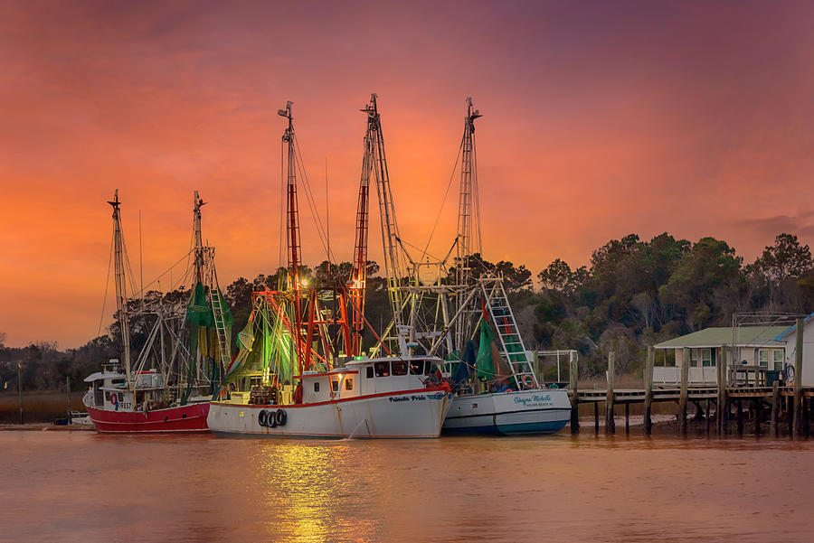 Wooden Shrimp Boats North Carolina Trawlers #1505 Photograph by Susan