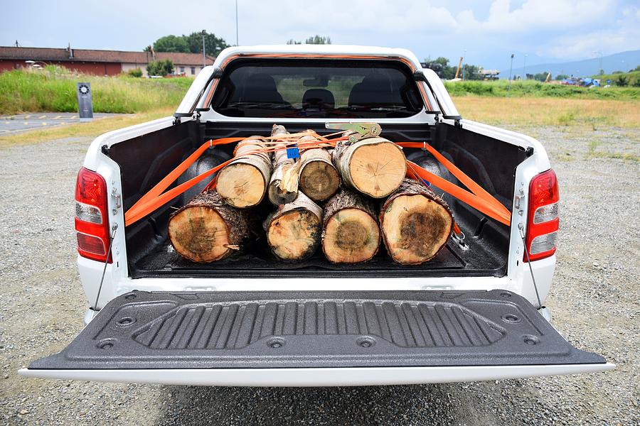 Wooden stumps on the pick-up truck Photograph by Tramino