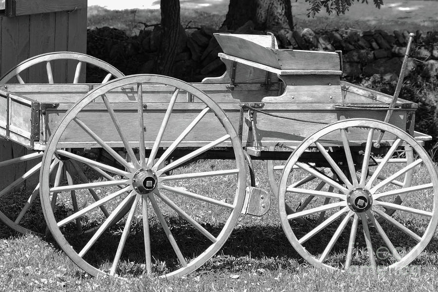 Wooden wagon in black and white Photograph by Bentley Davis