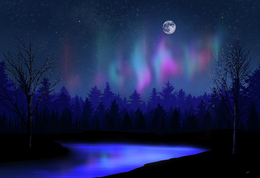 Woodland Aurora Painting by Mark Taylor