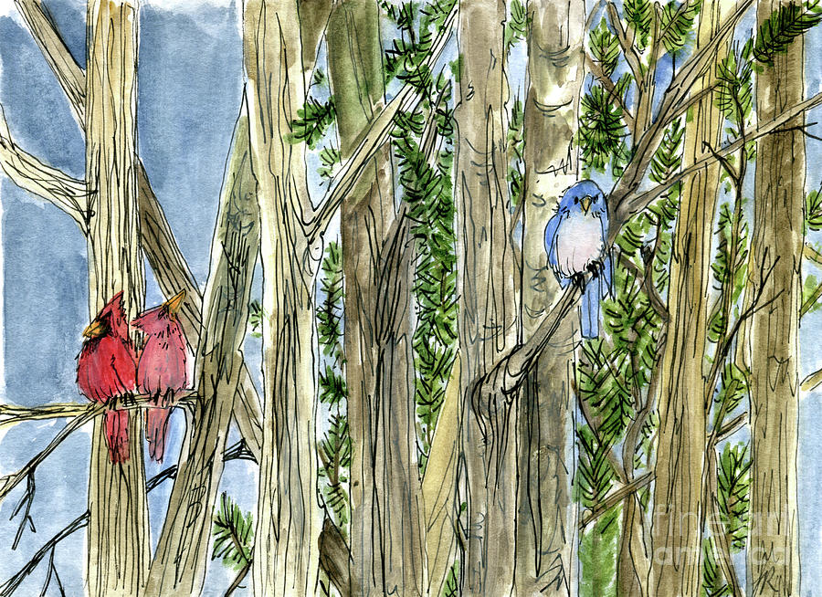 Woodland Birds Painting by Laurie Rohner