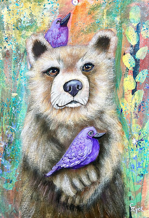 Woodland Brown Bear Painting by Carol Iyer - Fine Art America