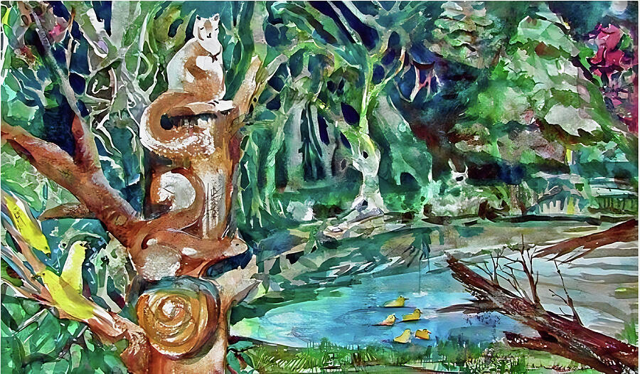 Squirrel Painting - Woodland Critters by Mindy Newman