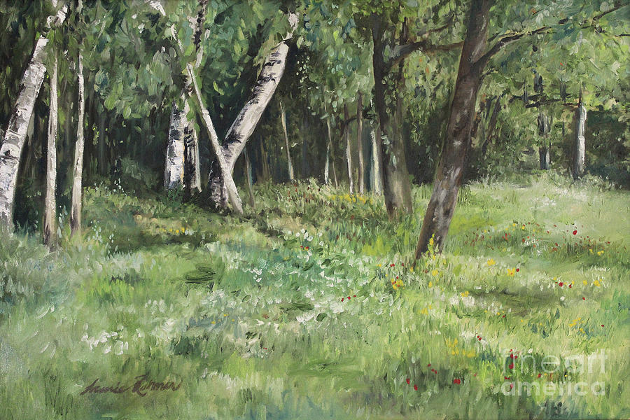 Woodland Forest Painting by Laurie Rohner