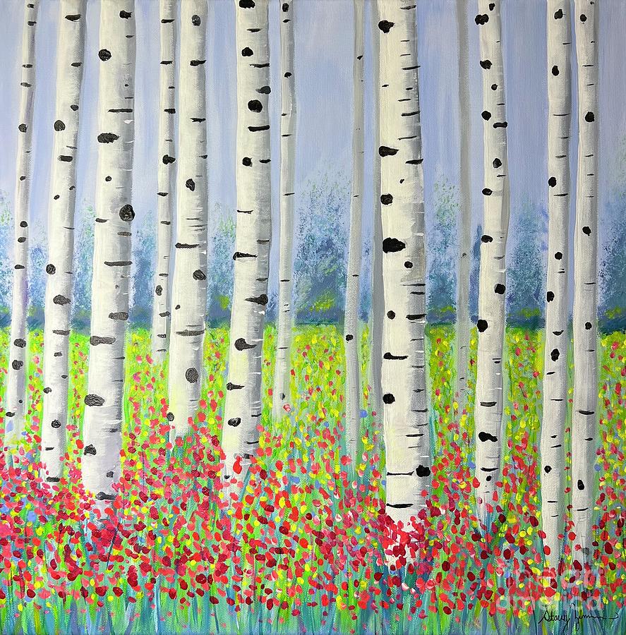Woodland Meadow Painting by Stacey Zimmerman
