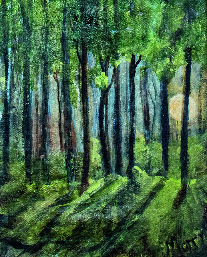 Woodland Moonrise Painting by Morri Sims
