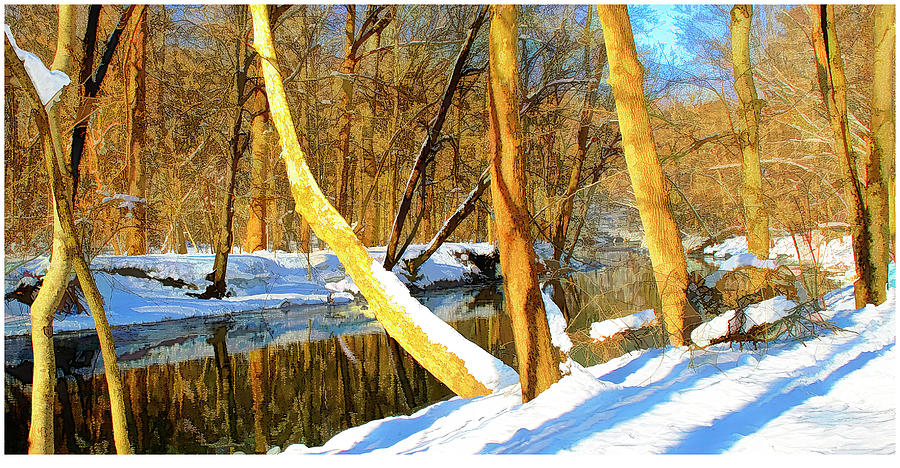 Woodland Path by a Stream, Snow Scene Photograph by A Macarthur Gurmankin