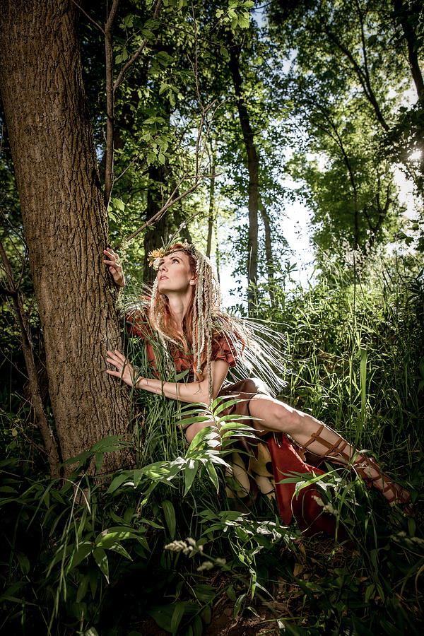 Woodland Princess Hugging Tree Photograph by Avid_creative