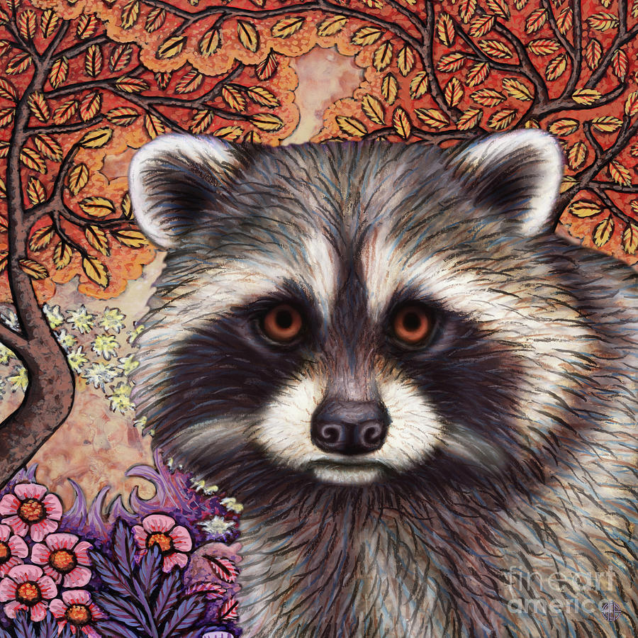 Woodland Raccoon Painting by Amy E Fraser