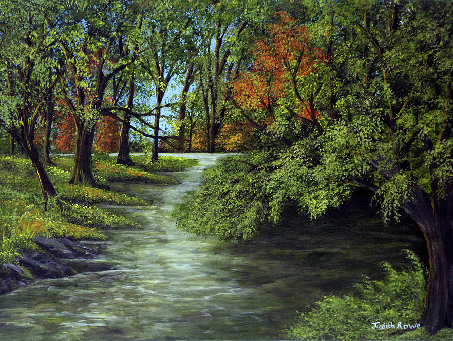 Woodland River Painting by Judith Rowe