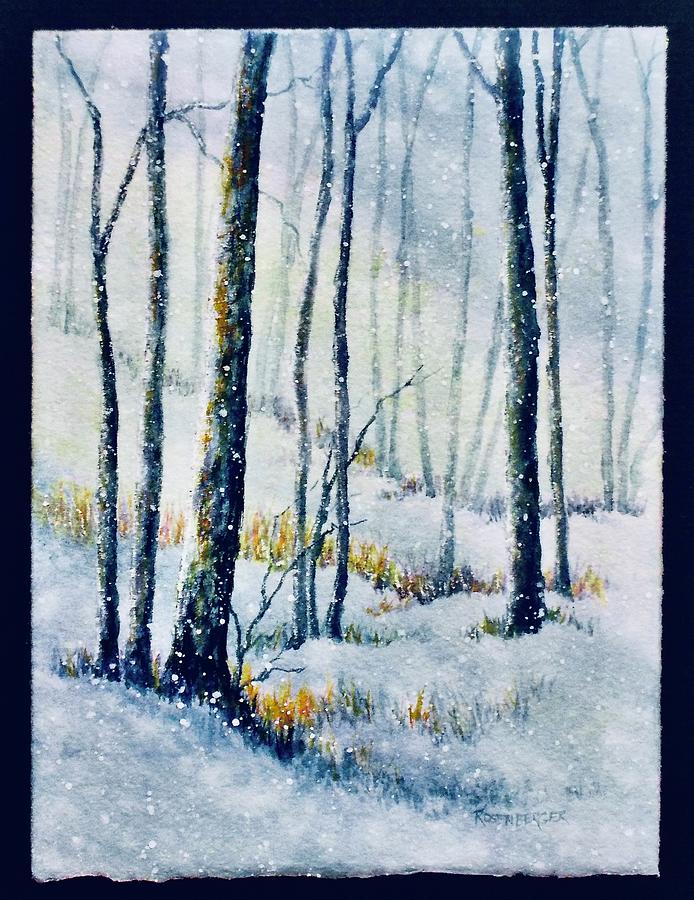 Woodland Snowfall Painting by Carolyn Rosenberger
