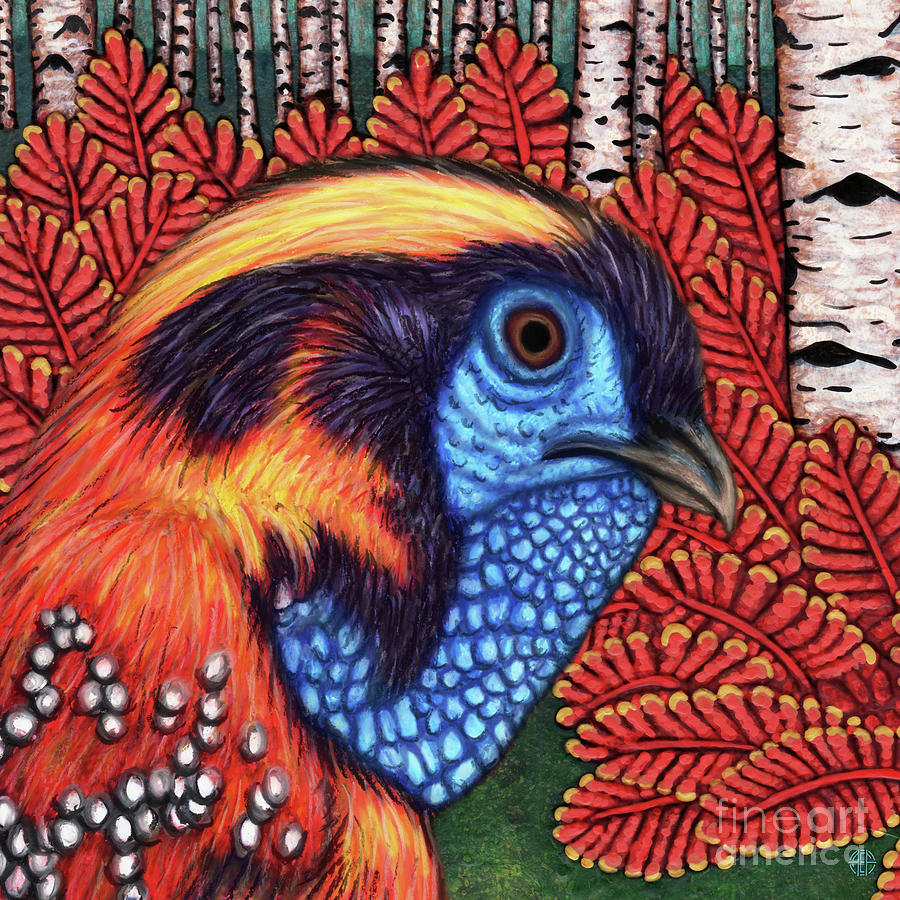Woodland Tragopan Painting by Amy E Fraser