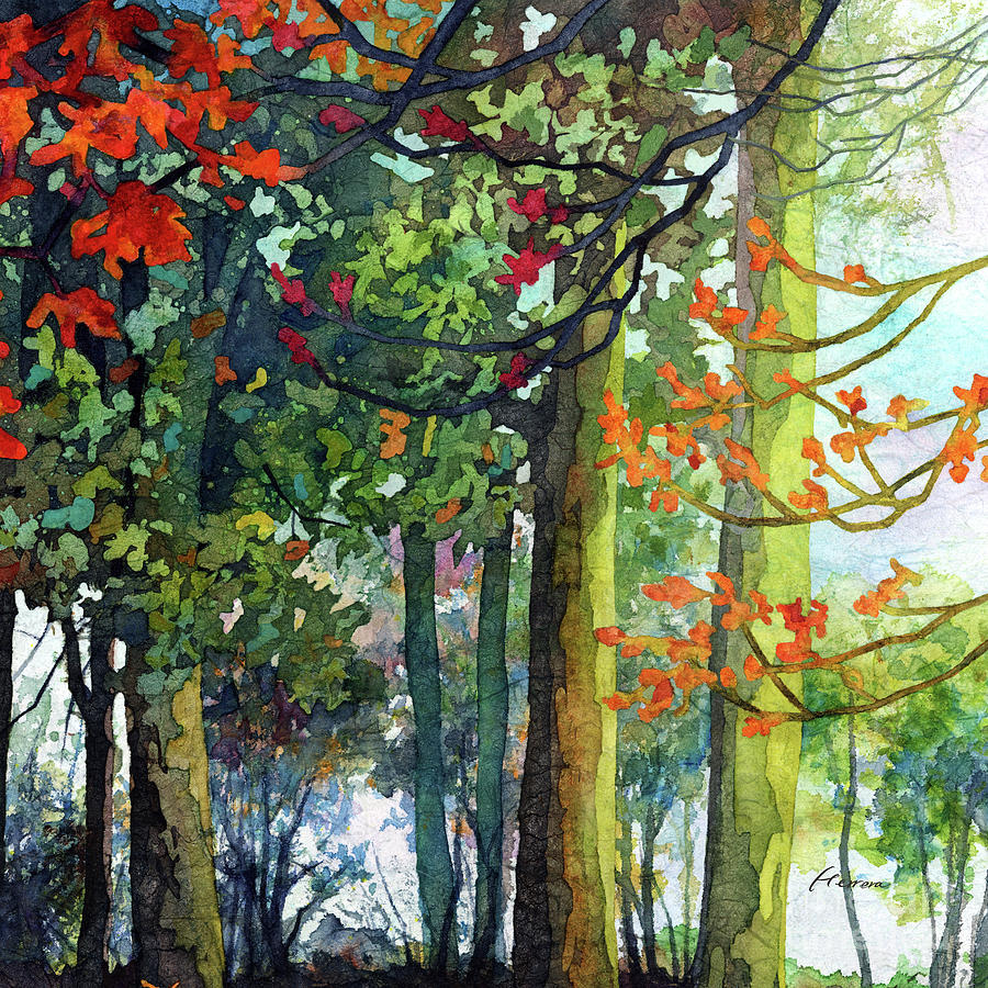 Woodland Trail - Autumn Leaves Painting by Hailey E Herrera