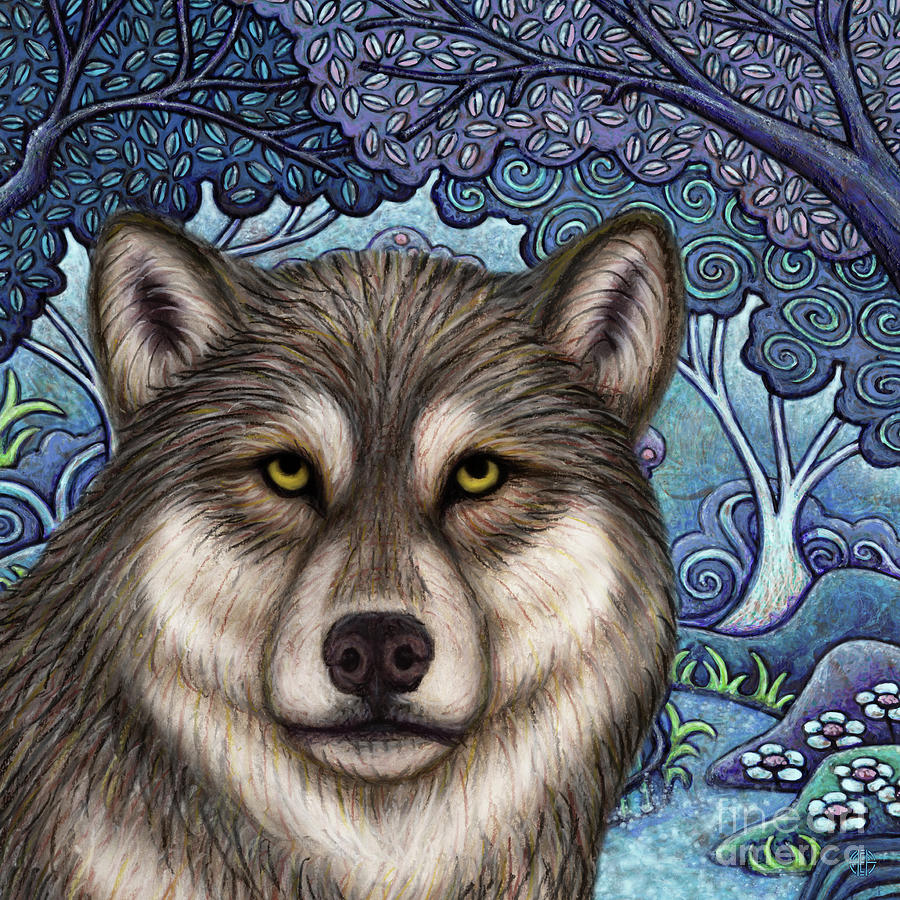 Woodland Wolf Painting by Amy E Fraser