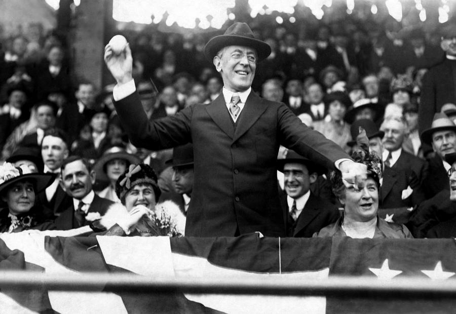 Woodrow Wilson Throwing Out First Pitch - 1916 Photograph by War Is Hell Store
