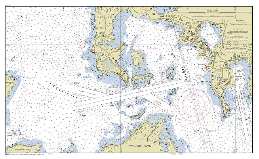 Woods Hole Massachusetts, NOAA chart 13229 Digital Art by Nautical ...