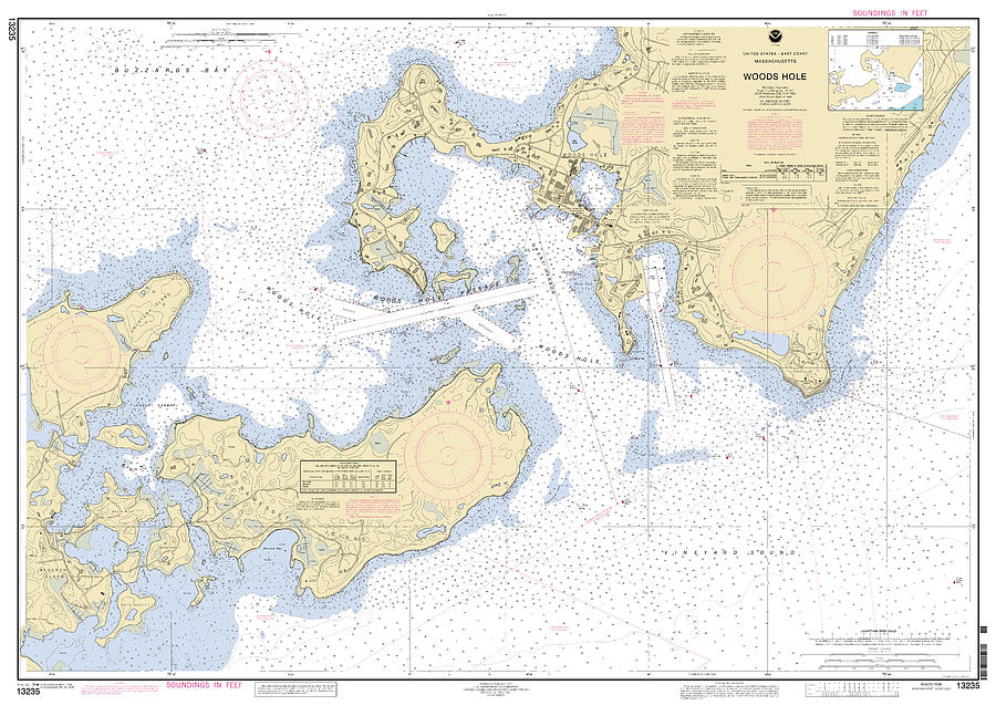 Woods Hole Massachusetts, NOAA chart 13235 Digital Art by Nautical Chartworks