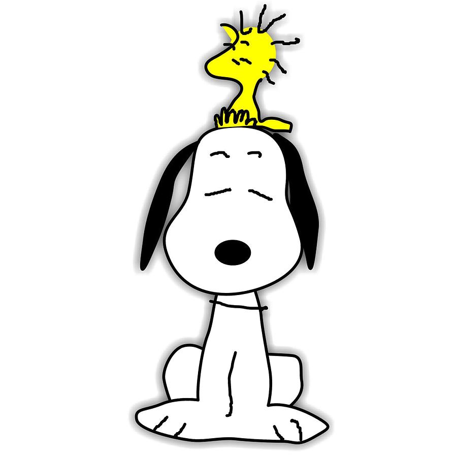 Woodstock On Snoopy Head Digital Art By Aitim Saja